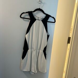 Parker White Romper with Black Accents